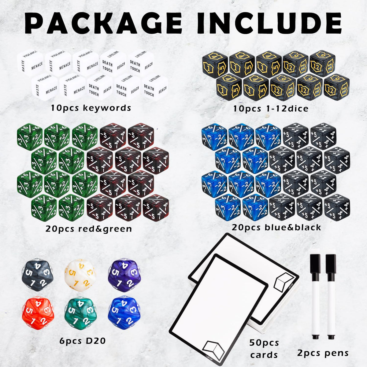 LAMJAM erasable proxy tokens with pens for flexible game setup