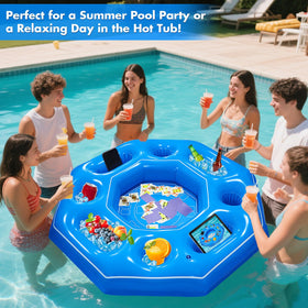 Lanathel floating cooler and snack holder for water recreation.