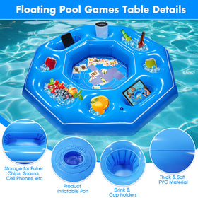 Lanathel floating pool bar table with drink and snack holders.
