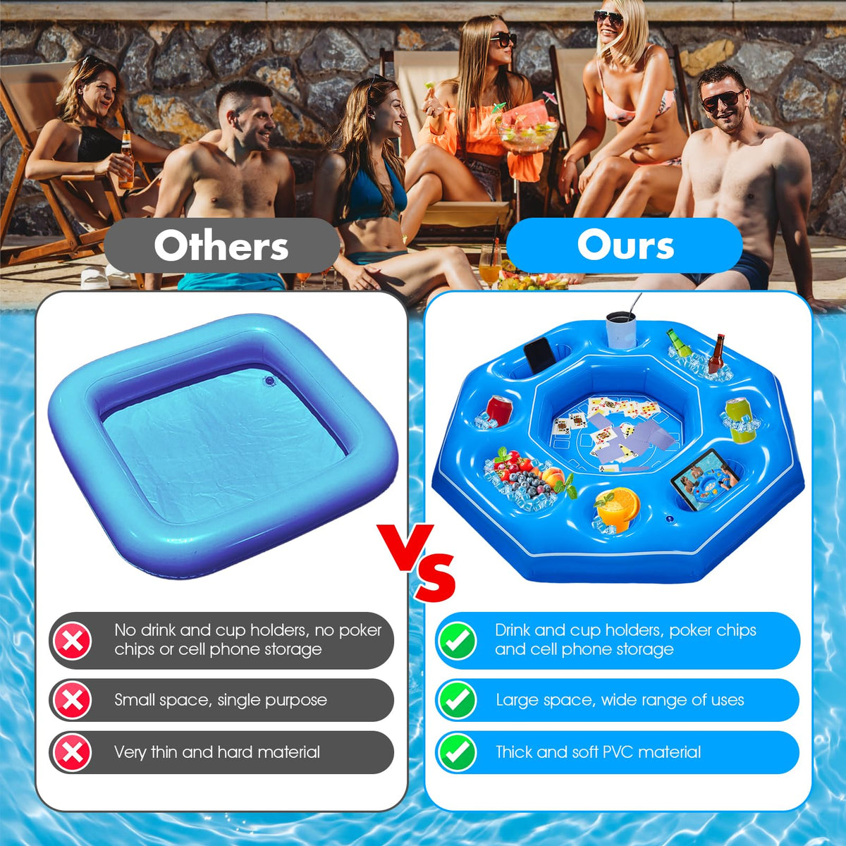 Lanathel inflatable pool bar tray suitable for hot tubs and pools.