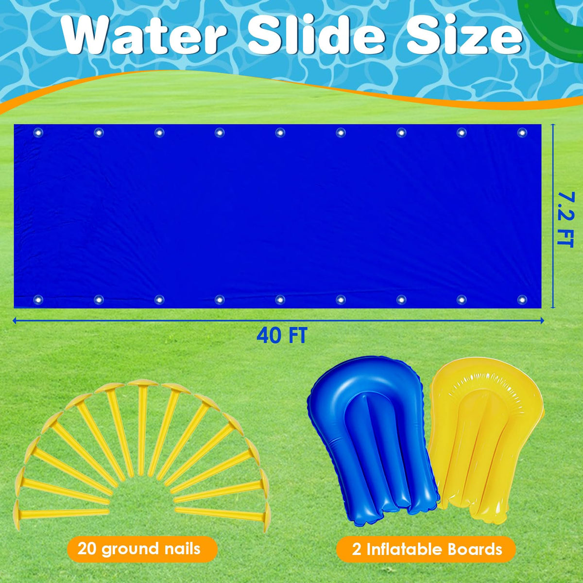 Lanathel water slide with two inflatable boards, ideal for kids and adults.