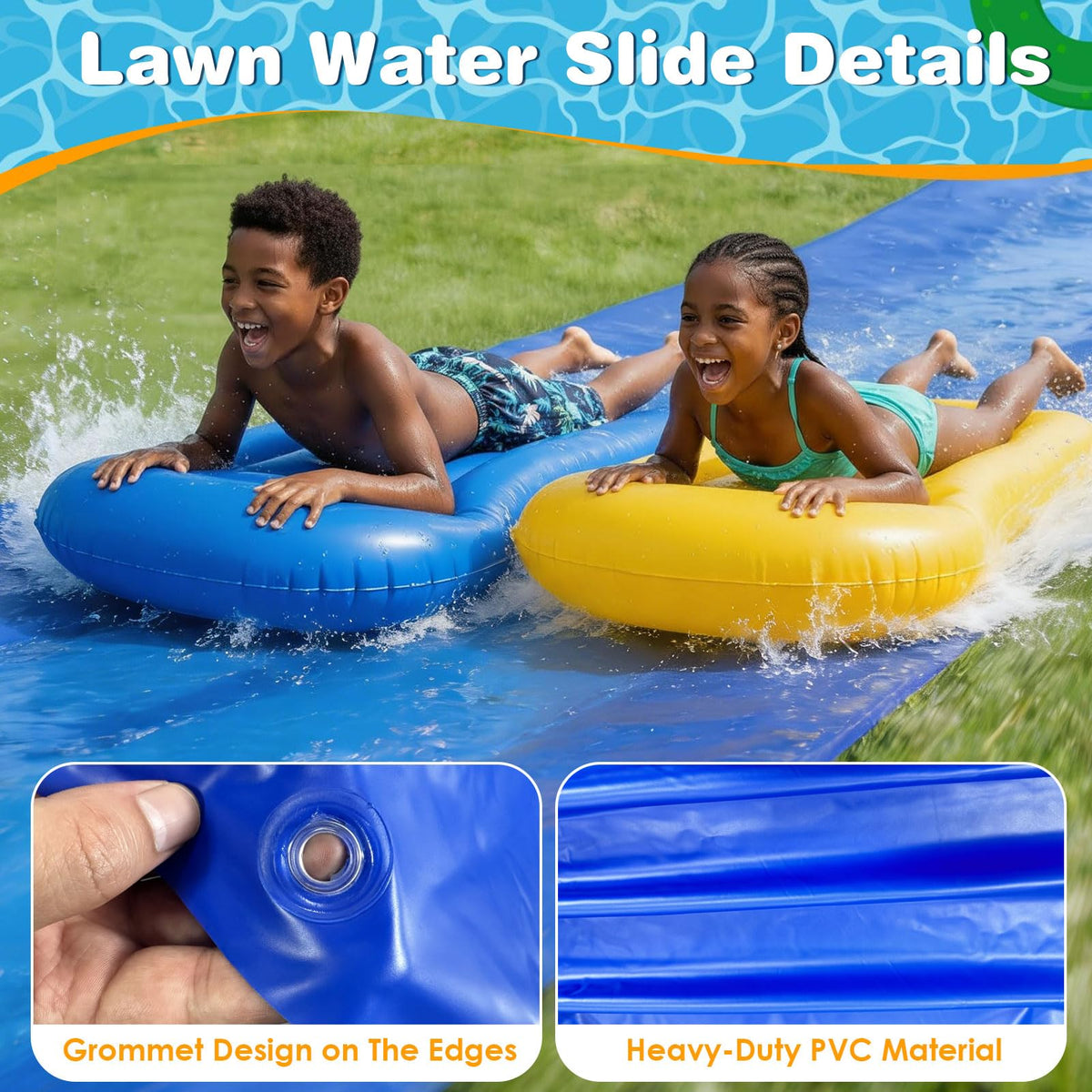 Lanathel water slide dimensions show a 40 ft length and 7.2 ft width.