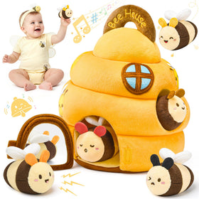 Lanbeby Beehive toy front view with 5 bees for early exploration
