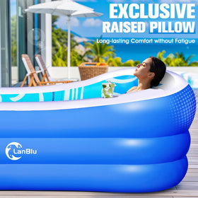 LanBlu inflatable pool blue with dimensions 98x63x21-6 ideal for family water fun
