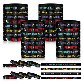 Landical 100 Pcs music bracelets bulk pack showcasing four styles for daily wear