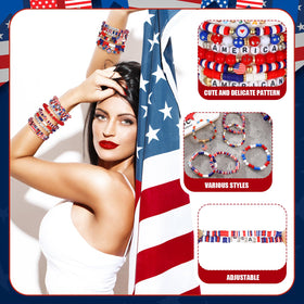 Landical American flag polymer clay bracelets with intricate craftsmanship and comfort.