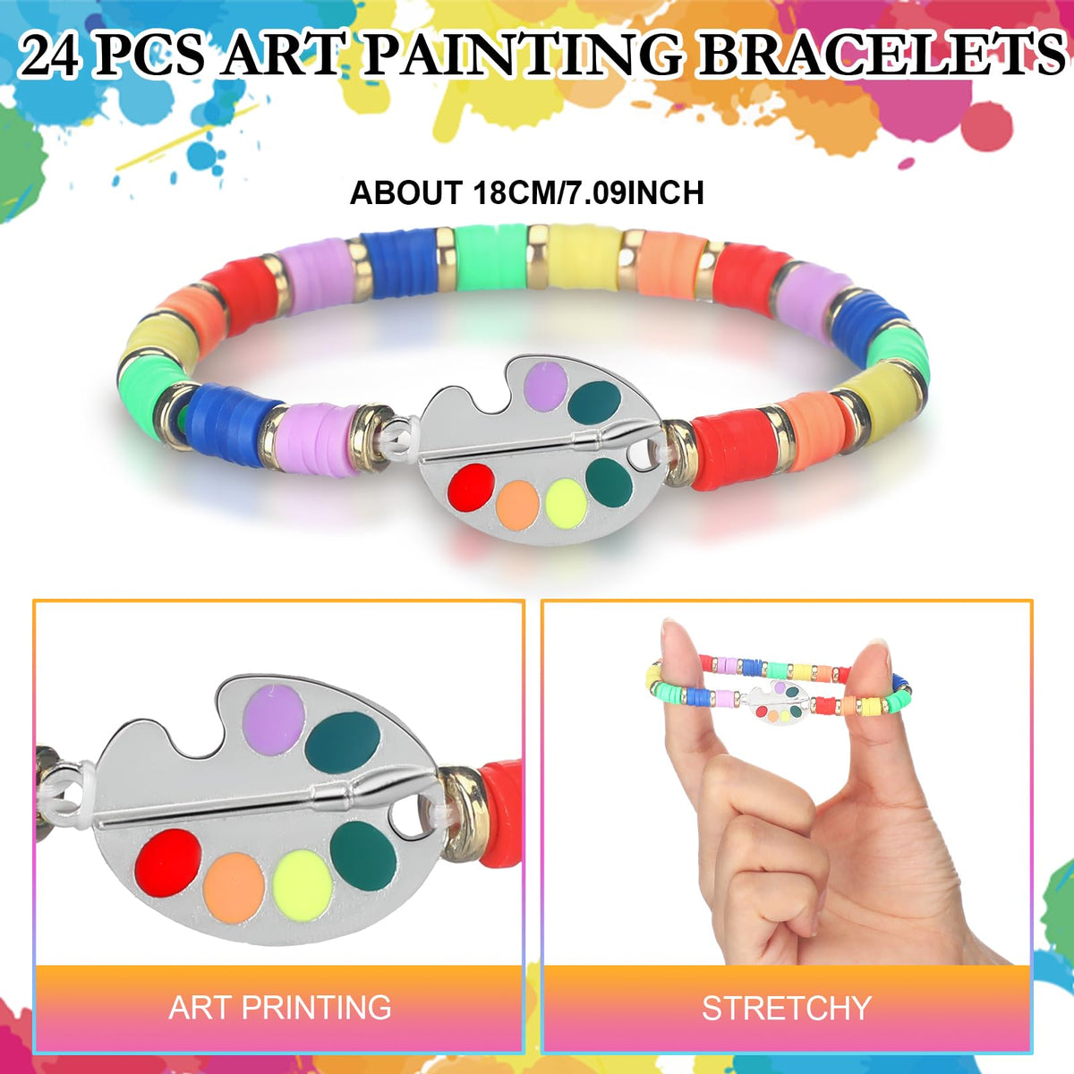 Landical art painting bracelets showing six color options, ideal for festivals or gifts.