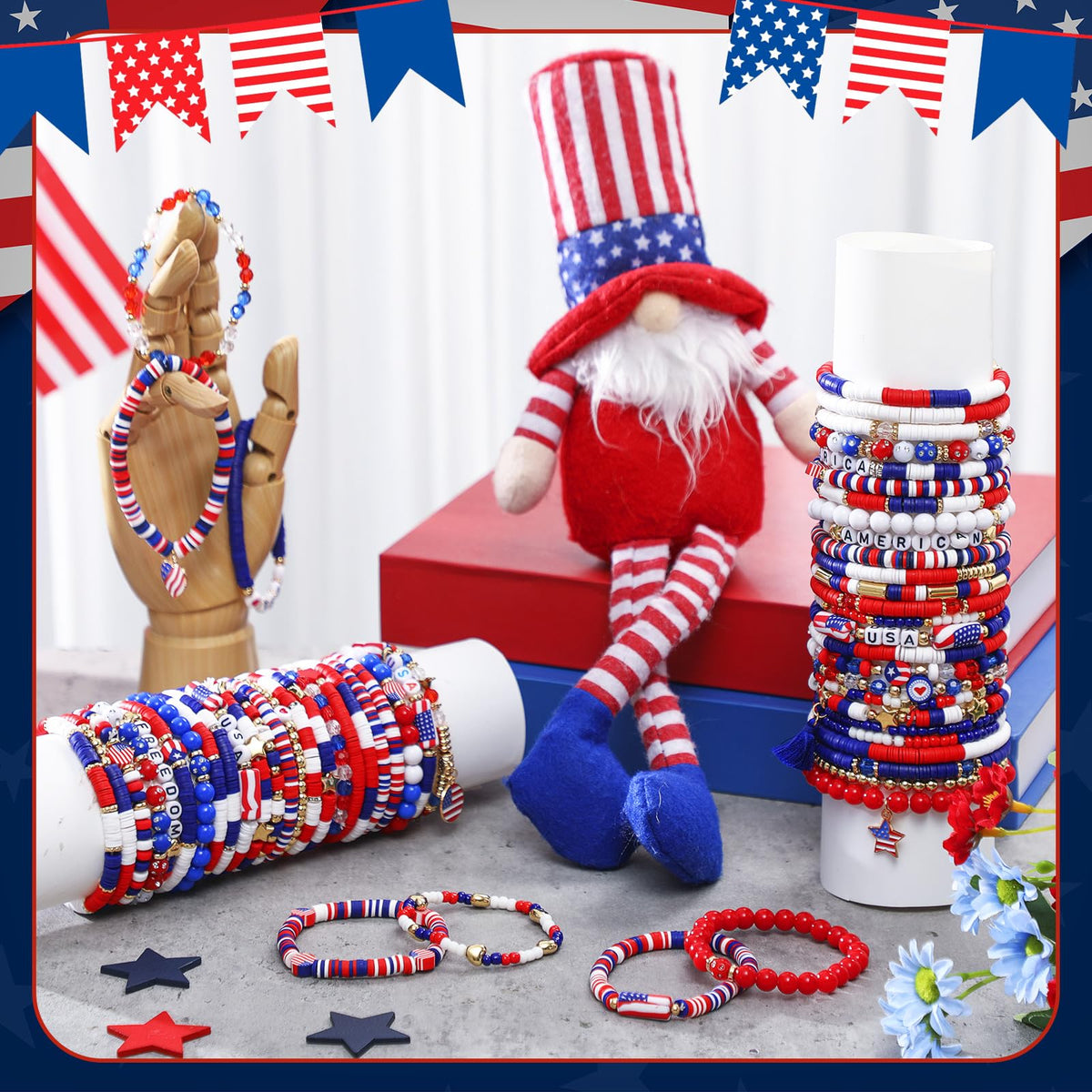 Landical beach-ready patriotic accessory pairs with casual outfits.