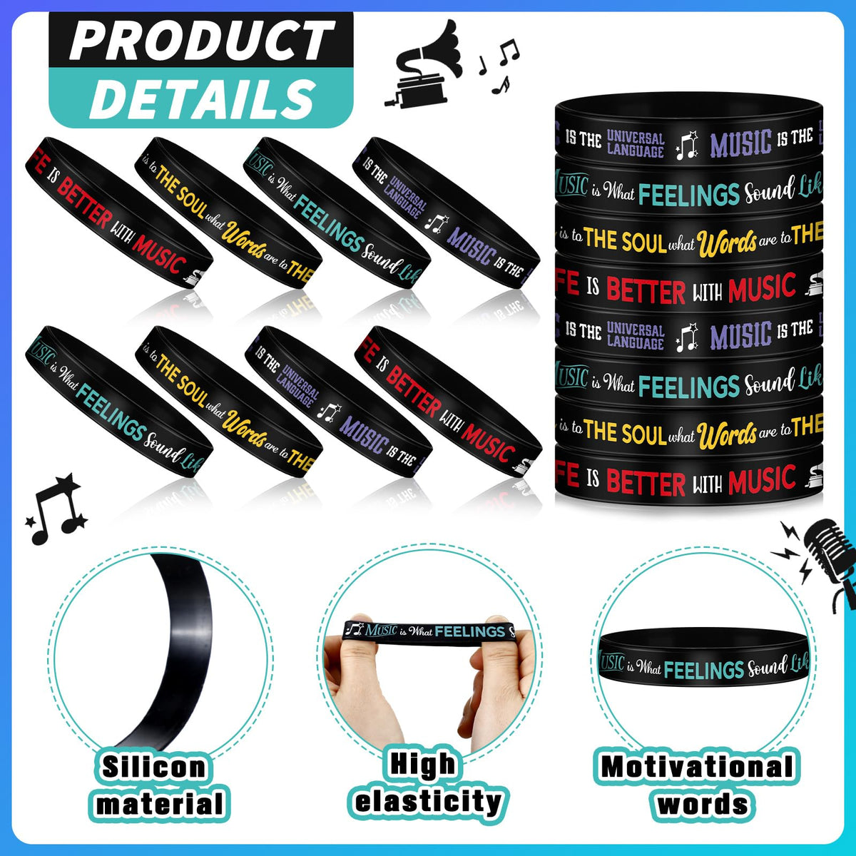 Landical colorful four-style bracelets for versatile wear at events and concerts.
