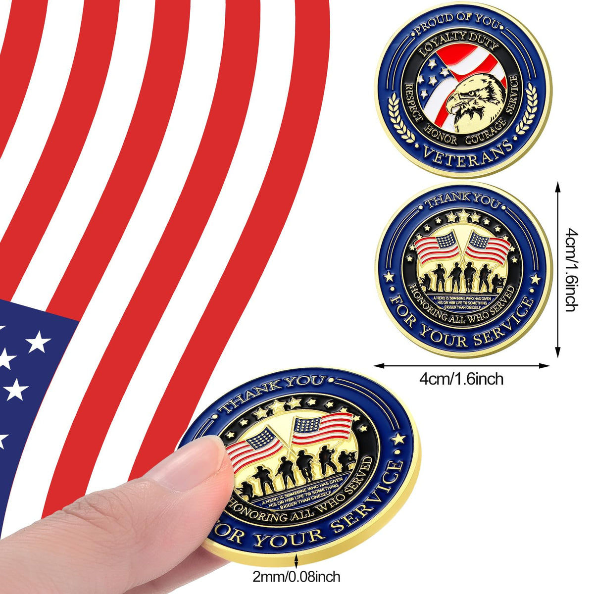 Landical coins on display case highlighting premium alloy keepsake quality