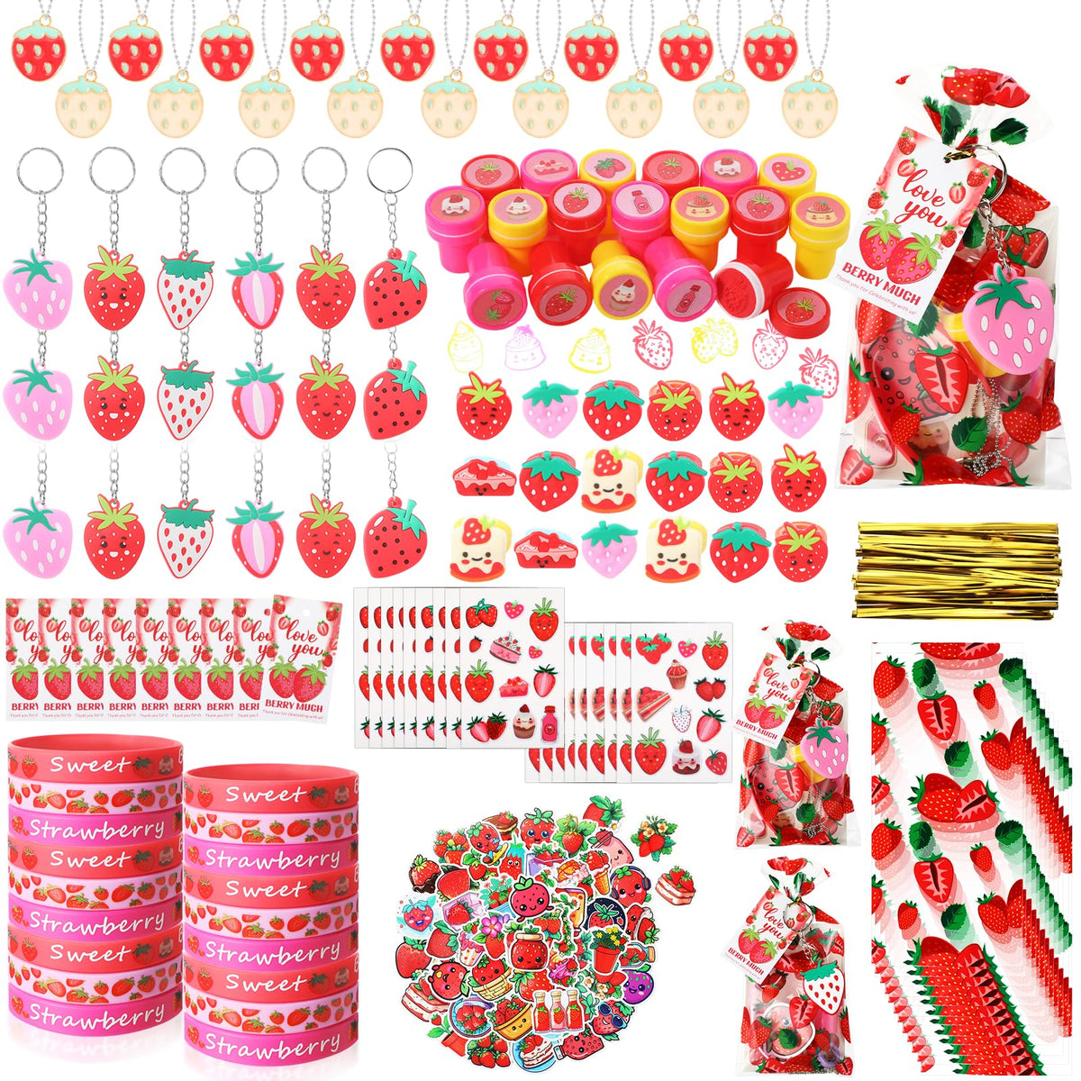 Landical strawberry keychain set, a durable keepsake for guests