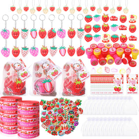 Landical strawberry party favors contents display a colorful array for celebrations