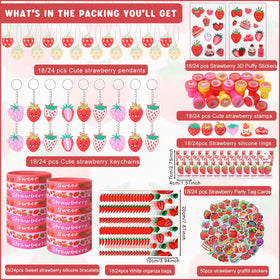 Landical strawberry silicone bracelet set, colorful wearable party favor