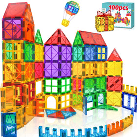 Landtaix magnetic tiles color pieces on table for creative play and color recognition