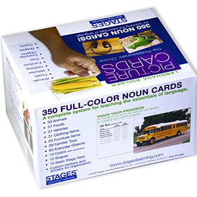 Lang-O-Learn Stages Book card helps expressive labeling during structured activities.