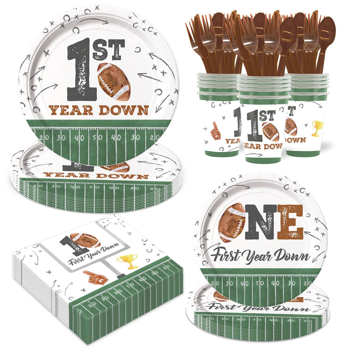 LANGASQUE football plates 9-inch for sturdy birthday party servings.