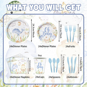 LANGASQUE under-the-sea dessert plates—colorful marine print for celebrations