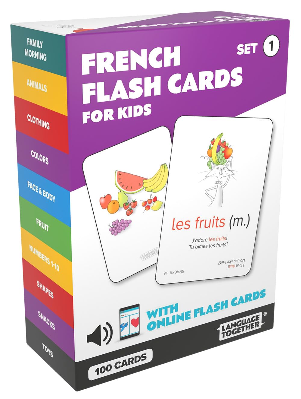 Language Together French flash cards cover with vibrant illustrations inviting learners.