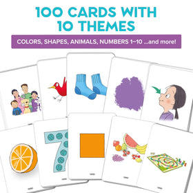 Language Together French flash cards fruits and snacks with playful scenes.