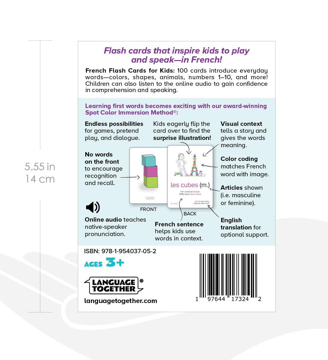 Language Together French flash cards numbers 1–10 for counting basics.