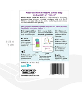 Language Together French flash cards numbers 1–10 for counting basics.