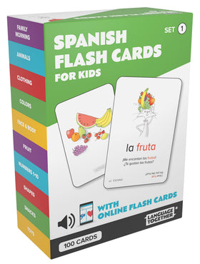 Language Together Spanish flash cards colors illustrations promote quick color recognition