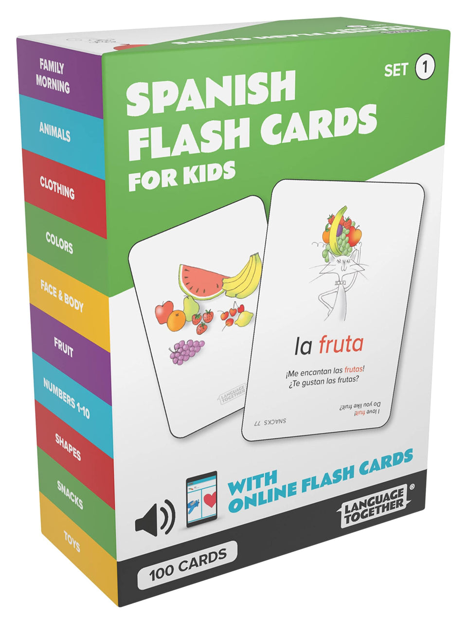 Language Together Spanish flash cards colors illustrations promote quick color recognition