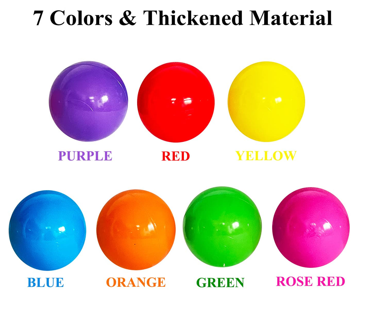 LangXUN soft plastic balls for baby and toddler play in a bright colorful ball pit.