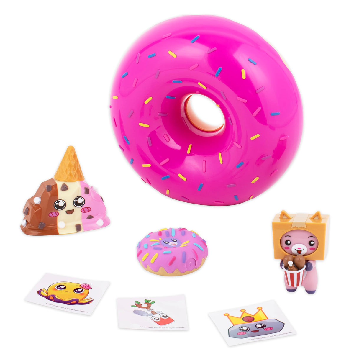 LankyBox Mini Mystery Donut figures showcase two collectible characters for display.