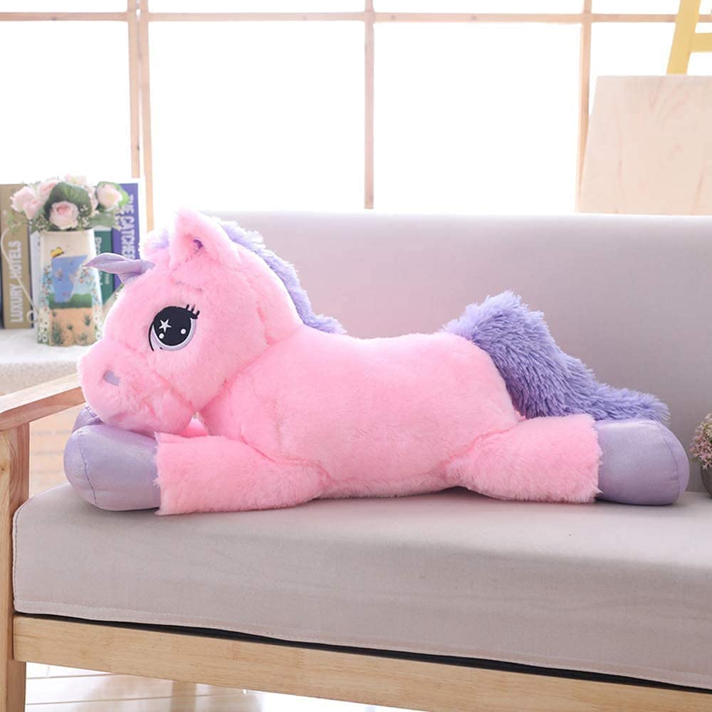 Lanmore 24in unicorn plush in white and pink for cozy hugs