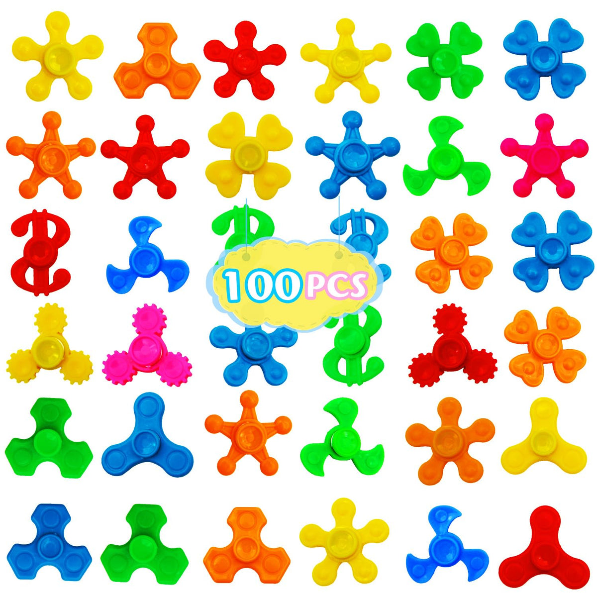 LANQKUISZ 100-pack spinners arranged in a neat display.