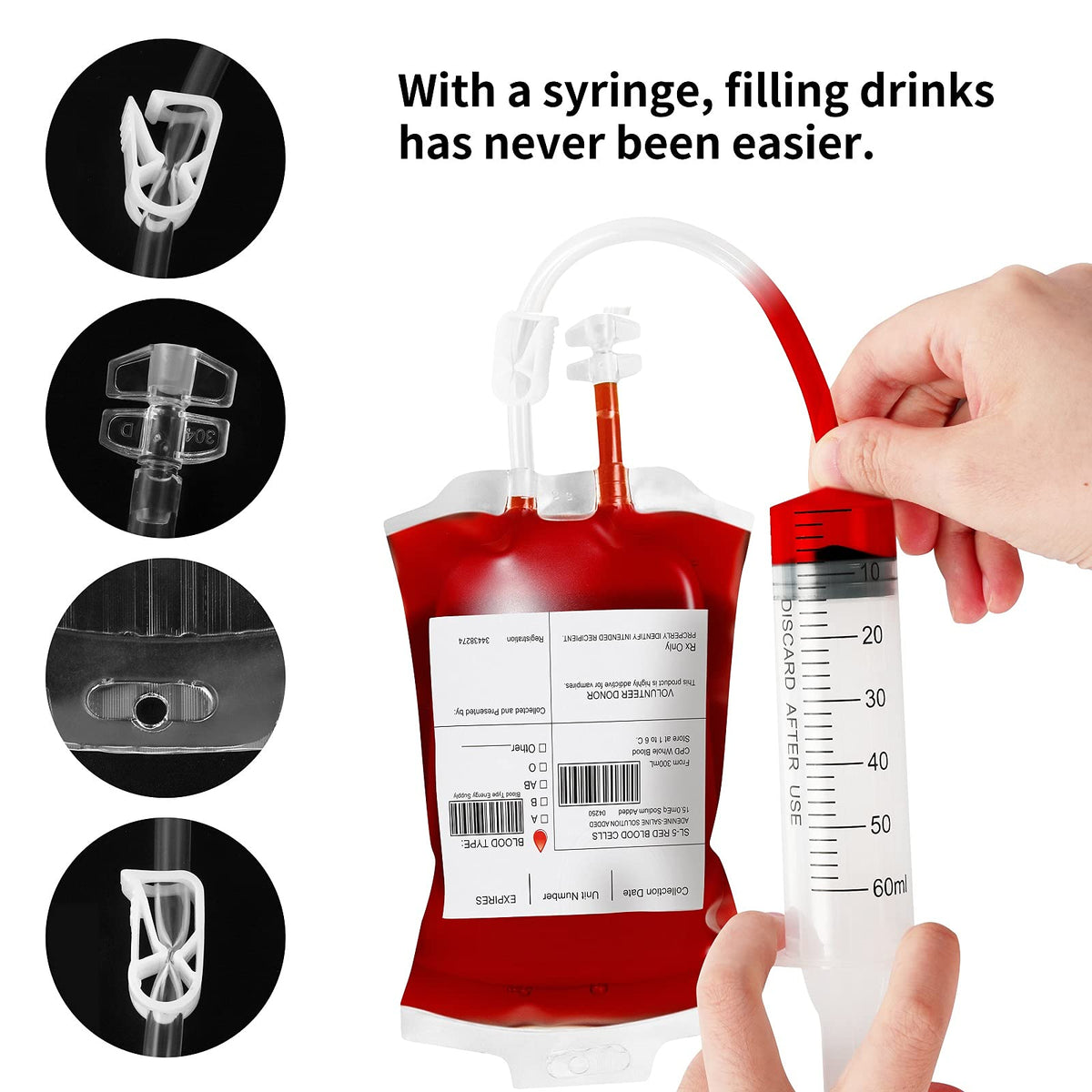 Lansian blood bag labels pack for easy customization and themed drinks