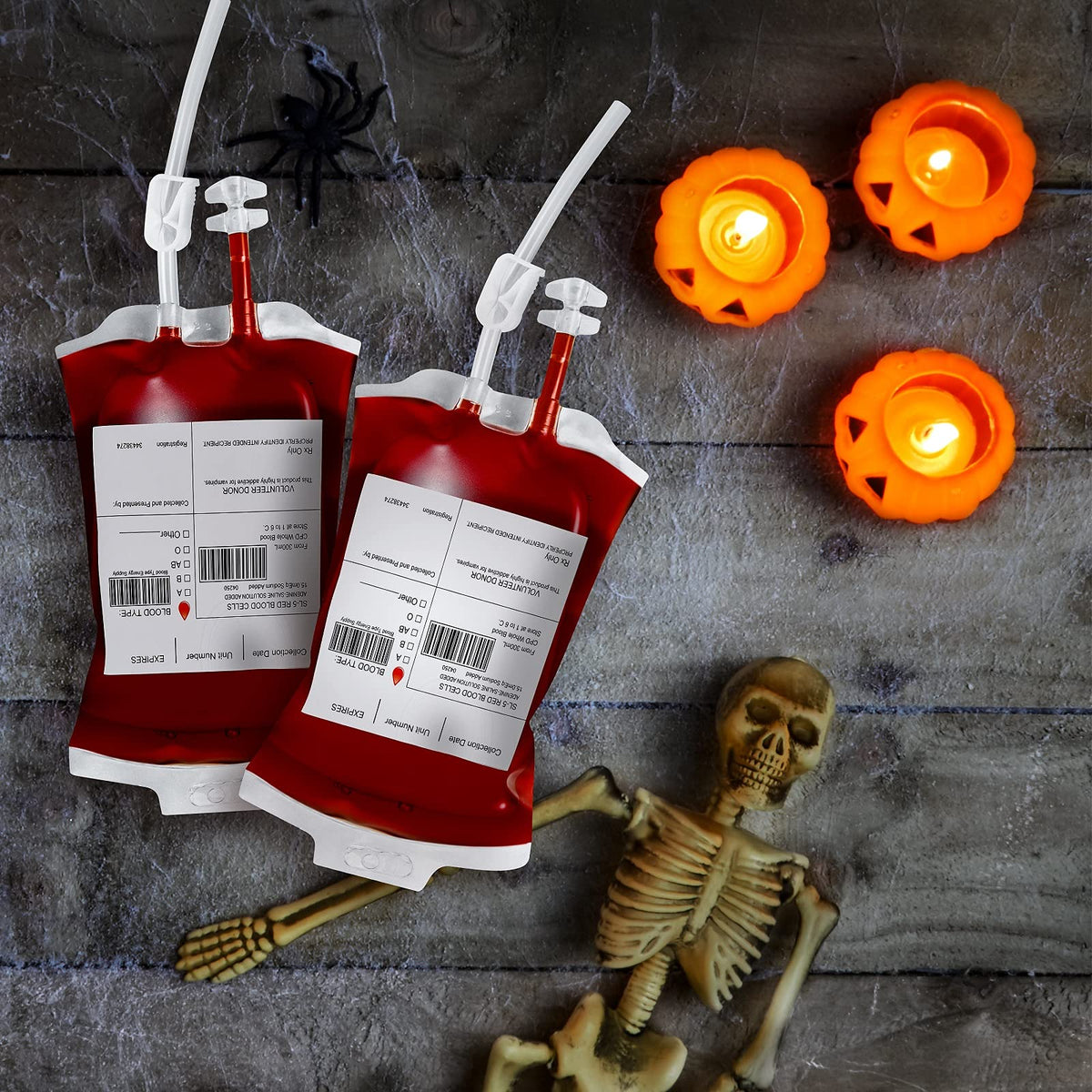 Lansian Halloween party scene with blood bags in action