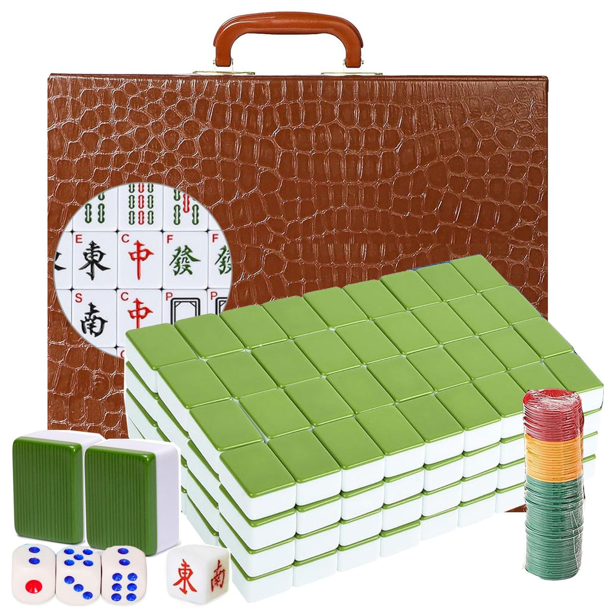 LANYOTA Mahjong set with travel case for easy transport.