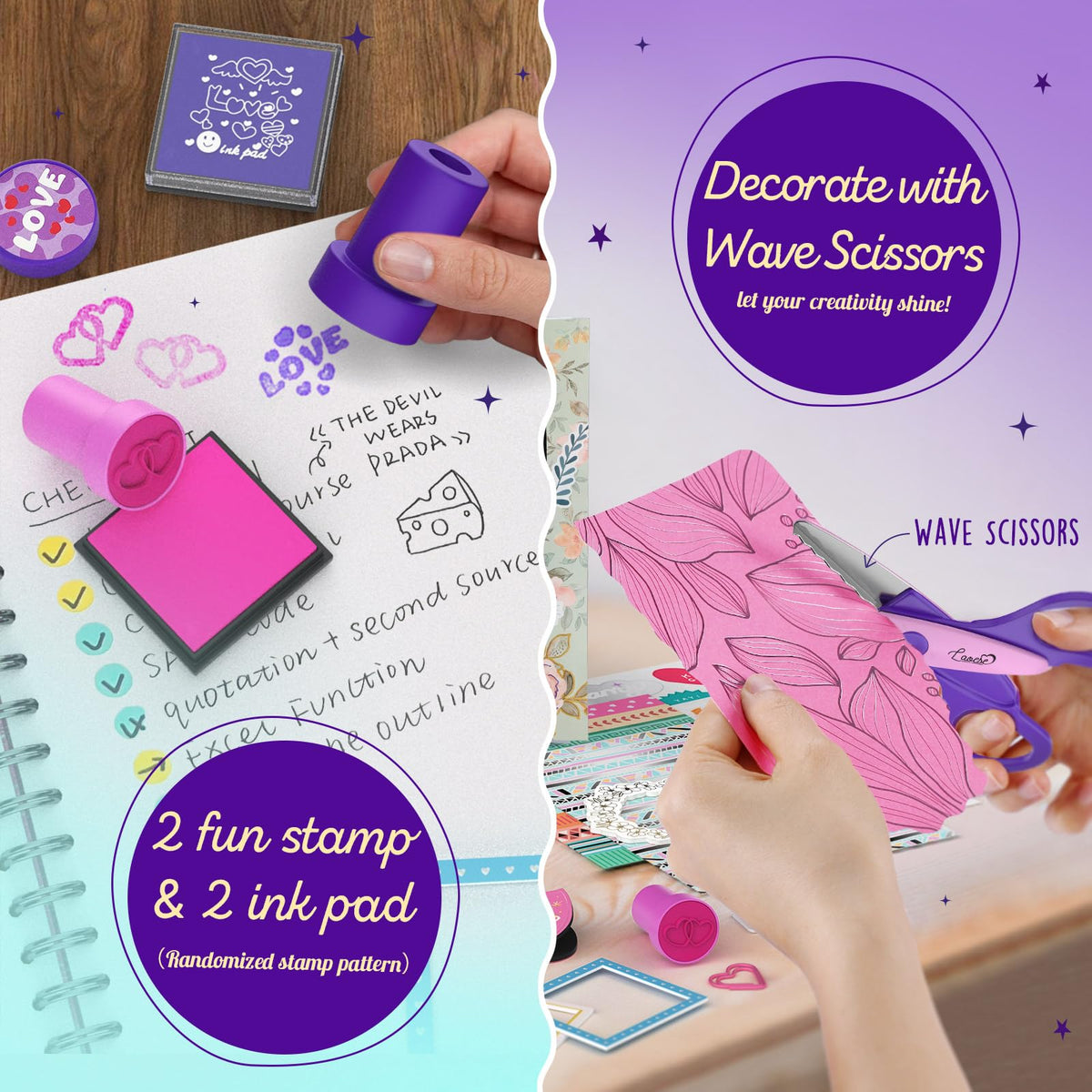 LAOESE stencil and stickers for creative scrapbooking and journaling.