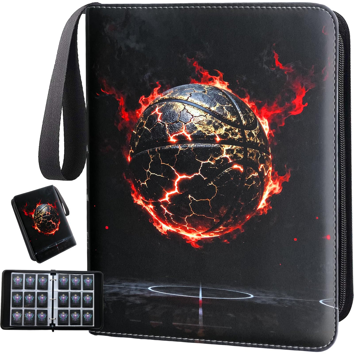 LaoJiang basketball card binder front cover shows durable PU leather protection.