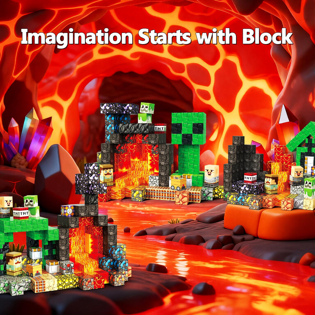 Laoren magnetic building blocks volcano adventure enables creative problem solving and storytelling.