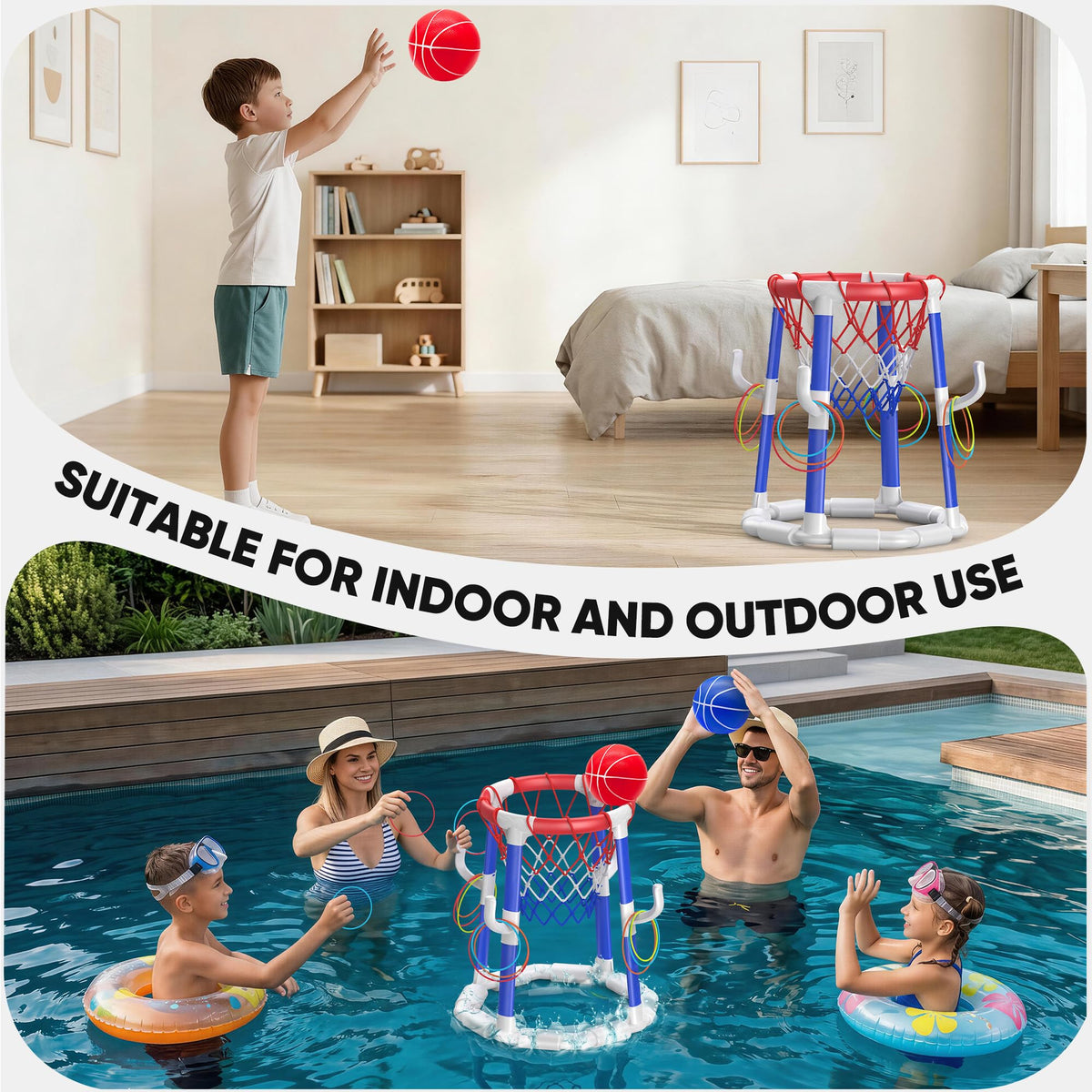 Laoyebaohao pool hoop assembly demonstrates quick setup for instant play.
