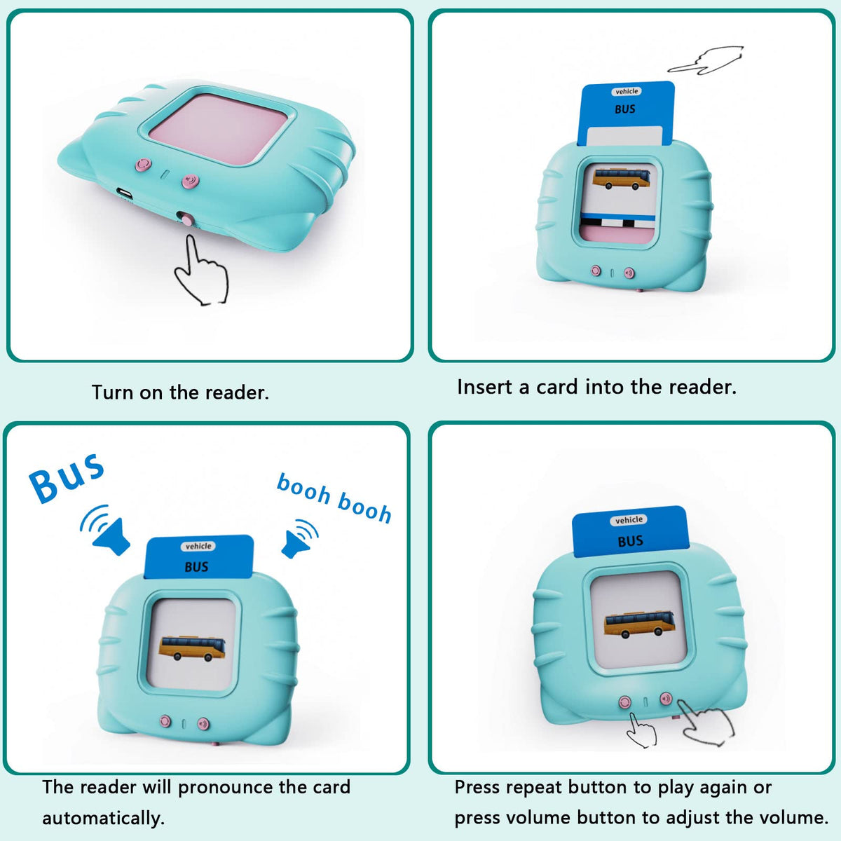 Lapare Flash Cards paired with the reader support active sight word recognition.