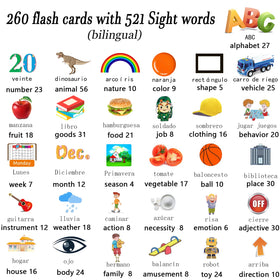 Lapare English-Spanish flash cards pack with colorful graphics for vocabulary building