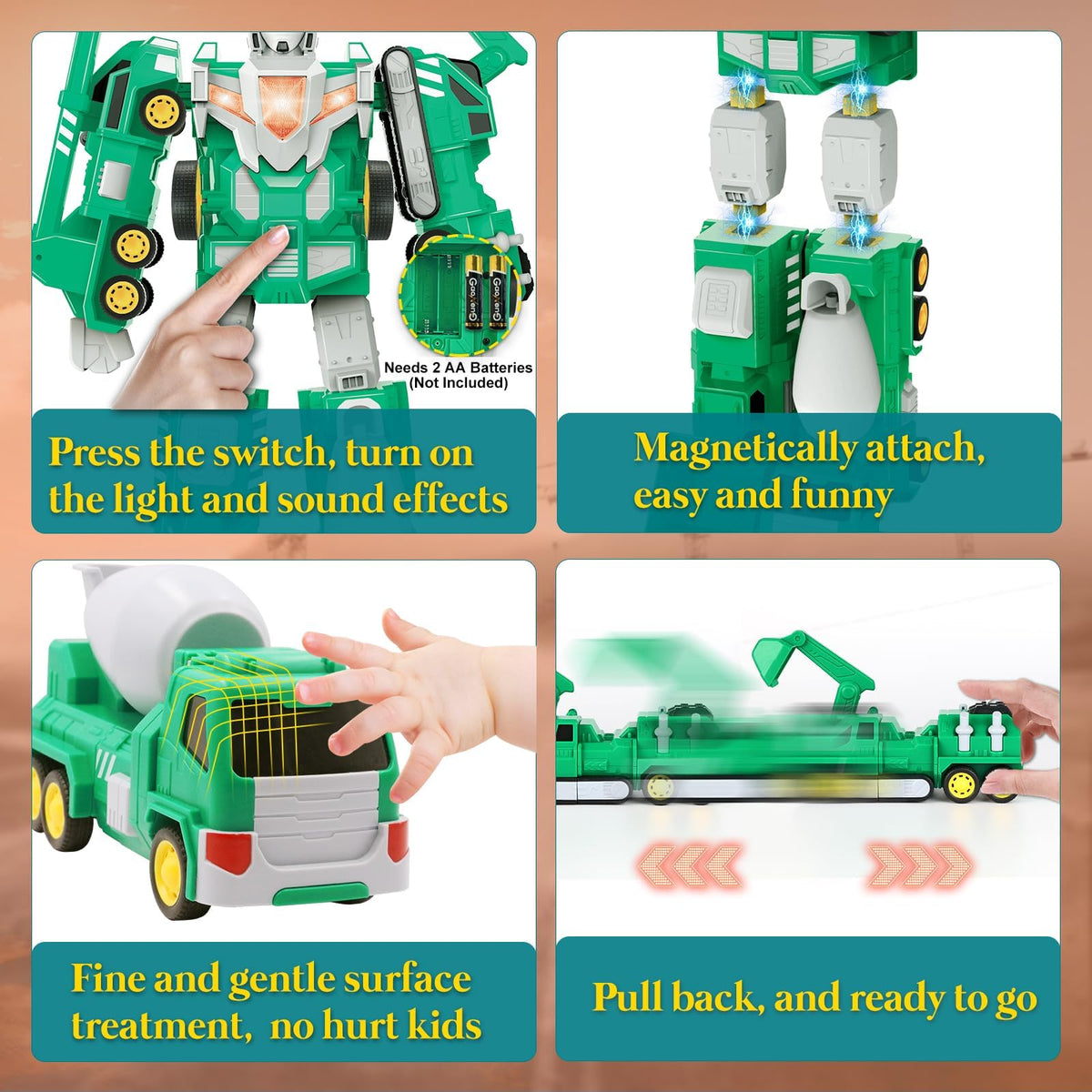Laradola bulldozer vehicle highlights rugged design for active pretend play