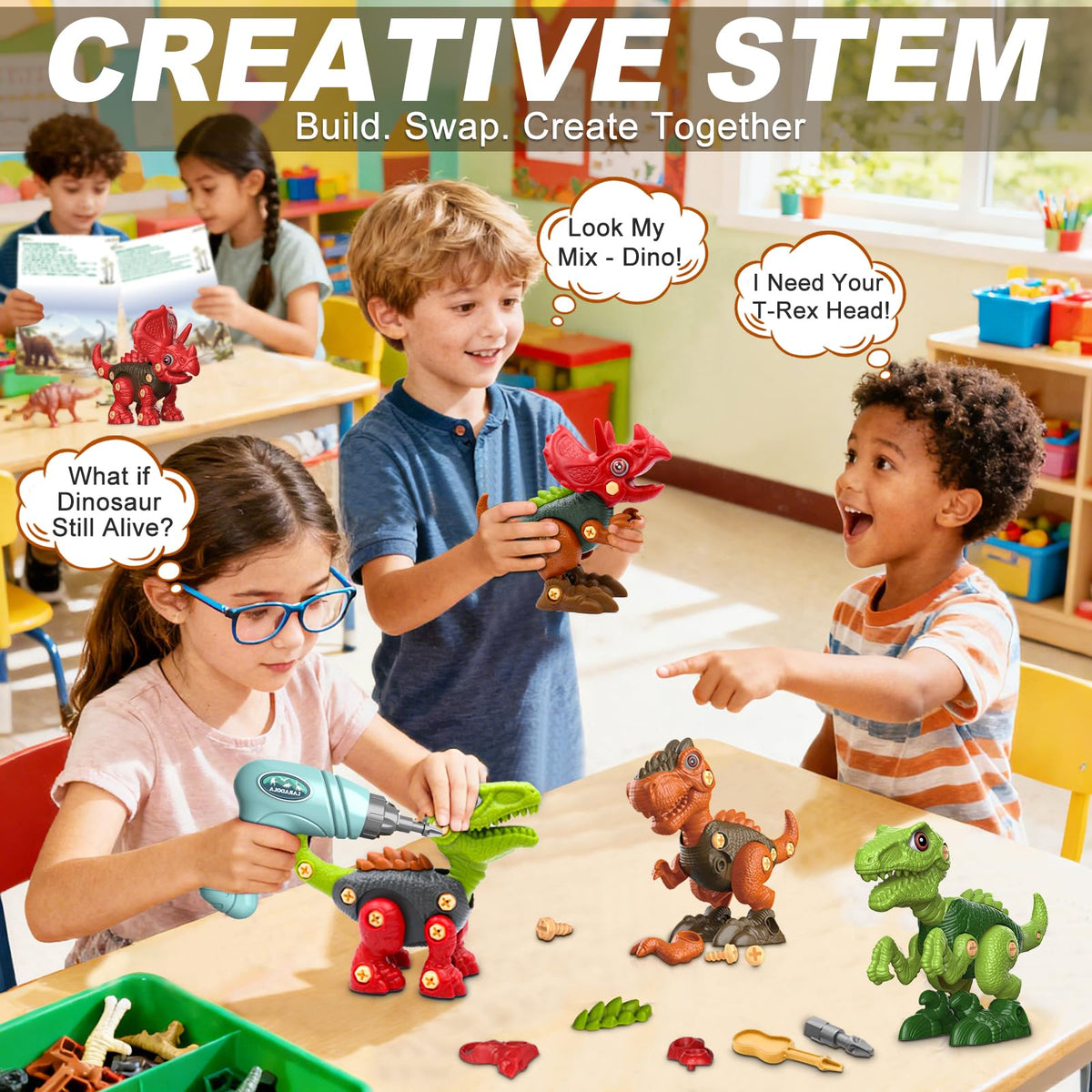 Laradola dinosaur movable joints show realistic articulation for interactive storytelling.