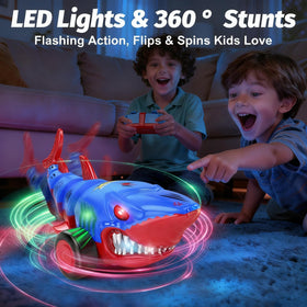 Laradola Shark RC car LED lights brighten playtime indoors or outdoors.