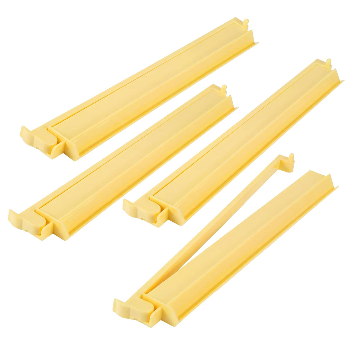 LaRandom 4-pcs cream-yellow acrylic mahjong tile racks show sturdy design for four-player game