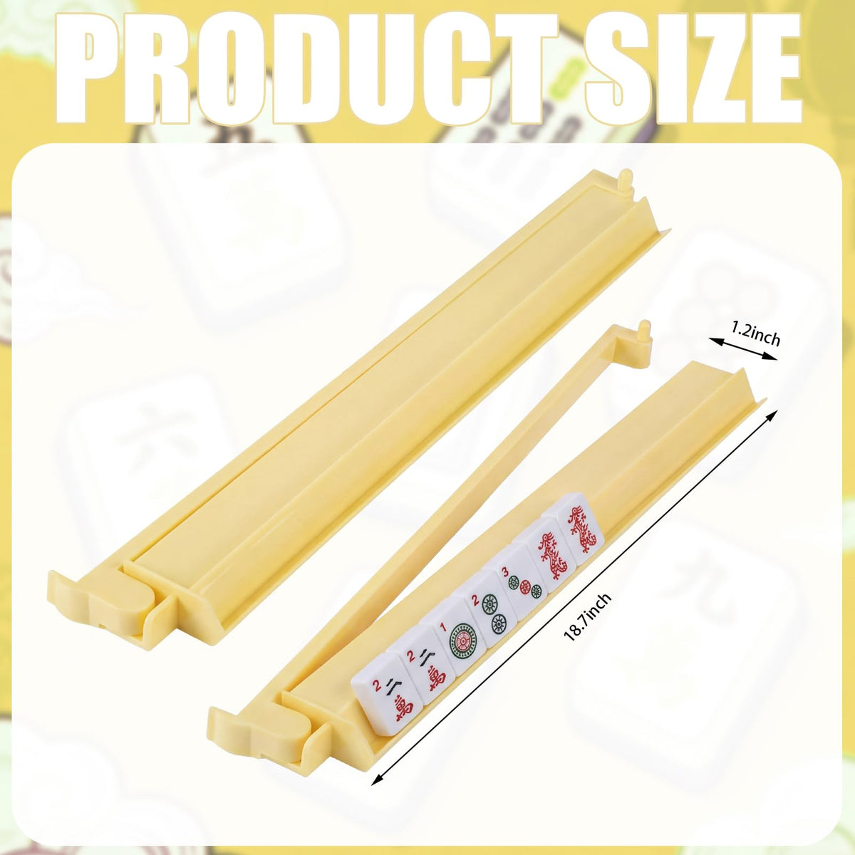 LaRandom cream-yellow mahjong tile rack with pusher enables smooth tile movement during play
