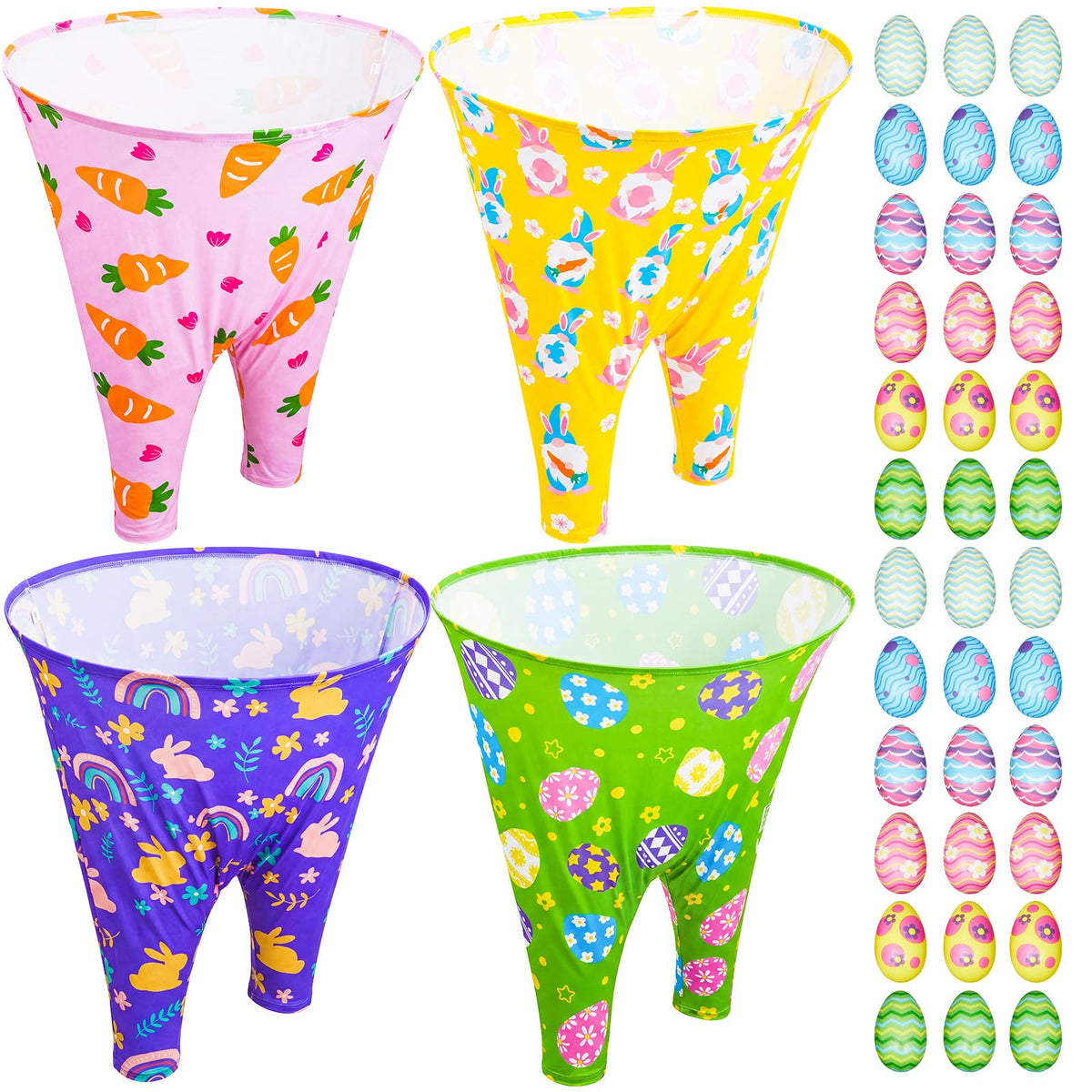 LaRandom Easter Granny Pants oversized pants for playful backyard games.