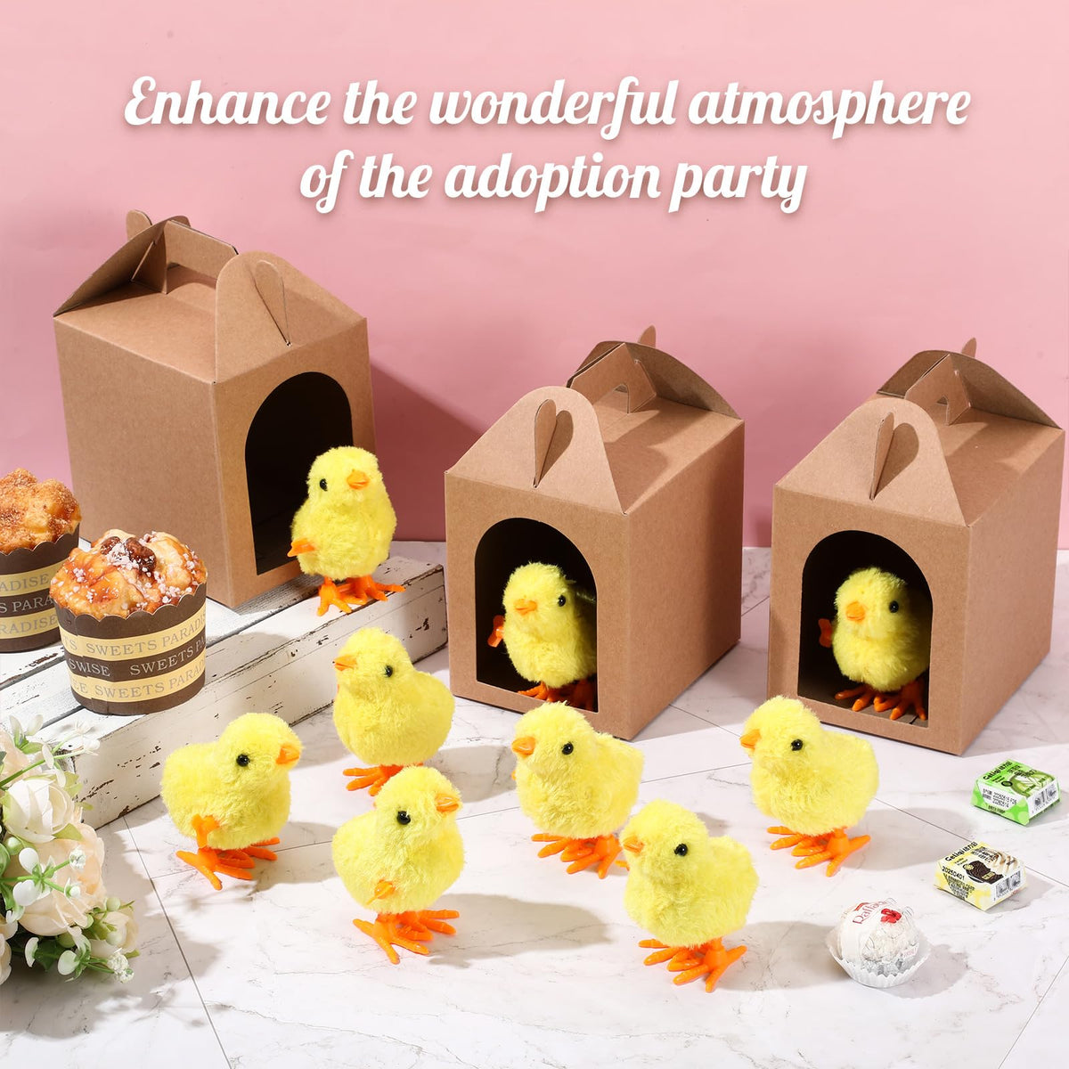 LaRandom easy-assembly adoption box, quick setup for organized party favors.