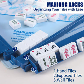 LaRandom four-player mahjong racks in use around a table