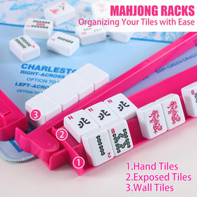 LaRandom pink acrylic mahjong rack enhances family game night.