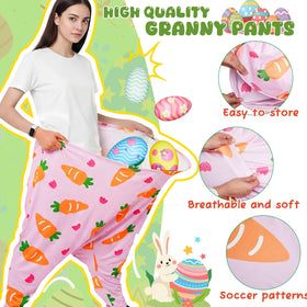LaRandom Granny Pants pattern with bold Easter design for family picnics.
